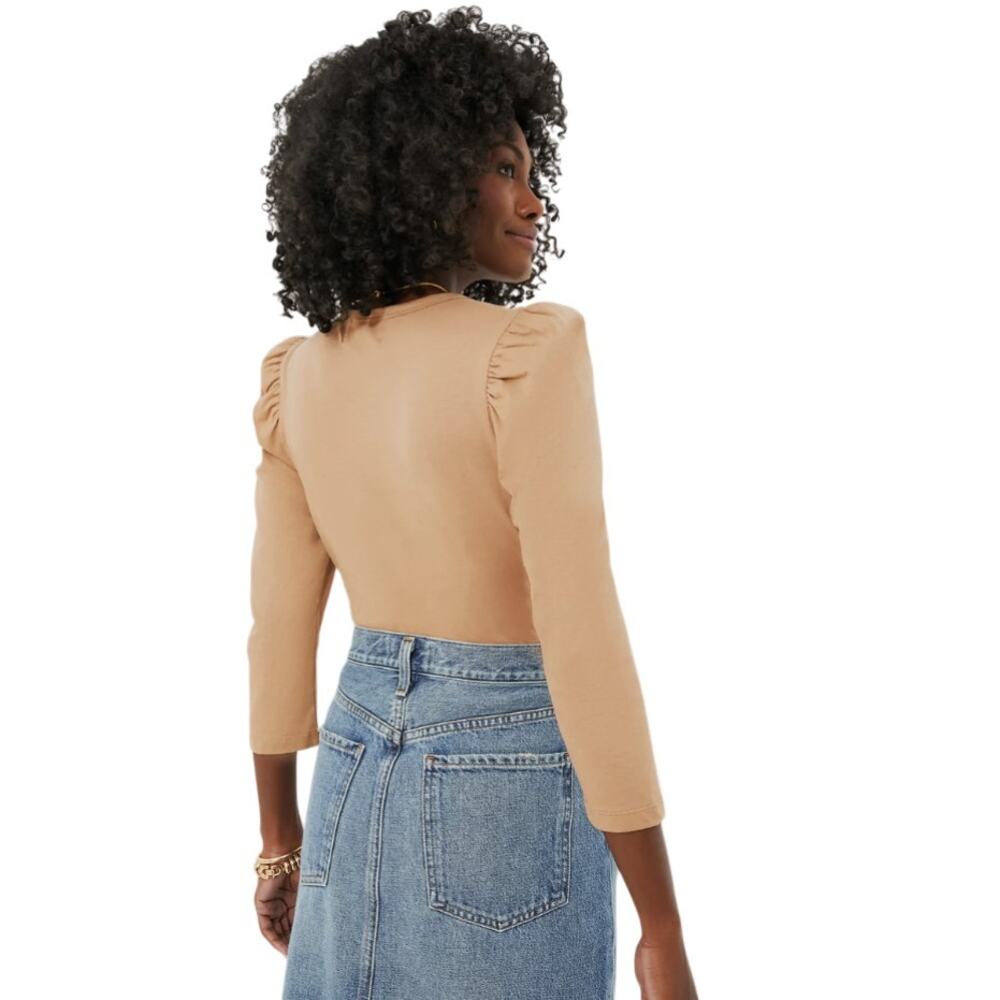 Tuckernuck Pomander Place Tan Vesty Puff Sleeve Cotton Top - Picture 4 of 12